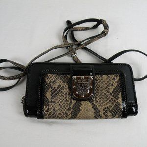 Brighton snakeskin/patent leather crossbody organizer wallet